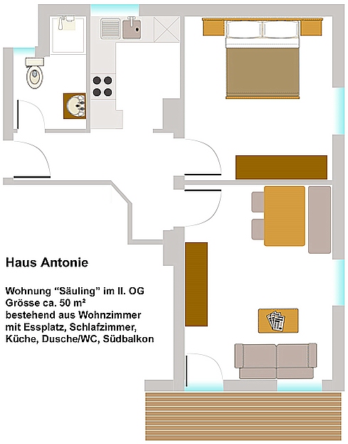 Grundriss Ferienwohnung Säuling im Haus Antonie in Füssen